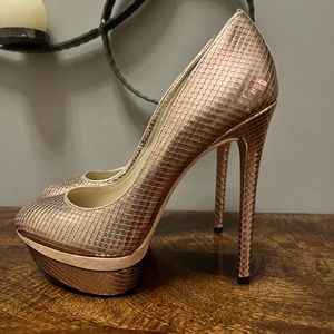 Brian Atwood Metallic Rose Platform Pumps
